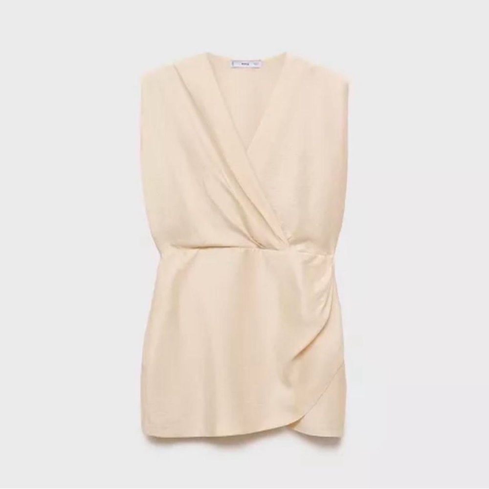 Mango Cream Draped Dress